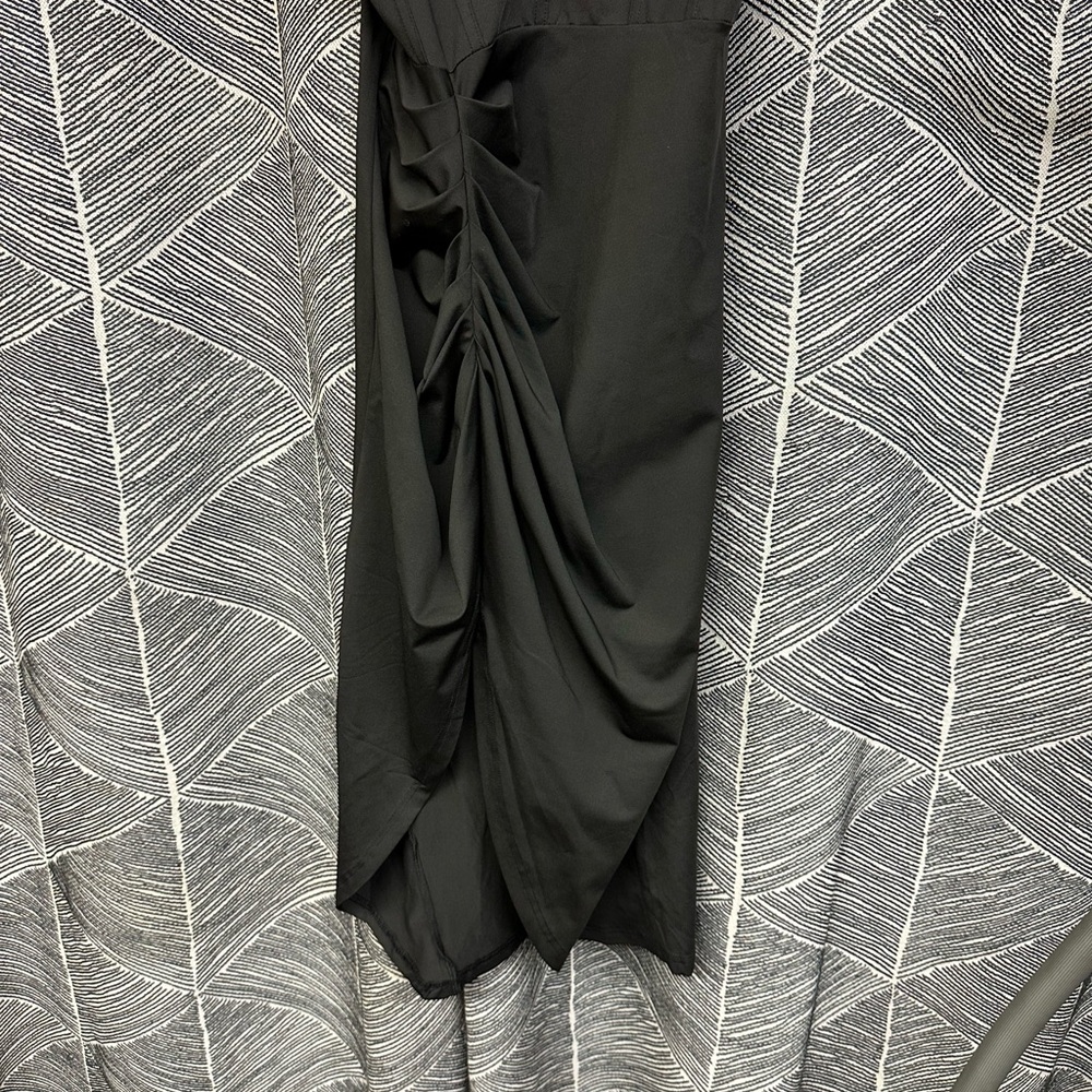 Thigh High Slit Tie Shoulder Ruched Draped Bustier Corsetstyle Vegas Dress <270> - Picture 5 of 10